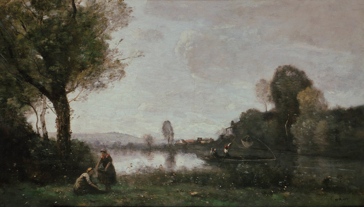 Krajobraz Sekwany w pobliżu Chatou, 1885 autorstwa Jean Baptiste Camille Corot