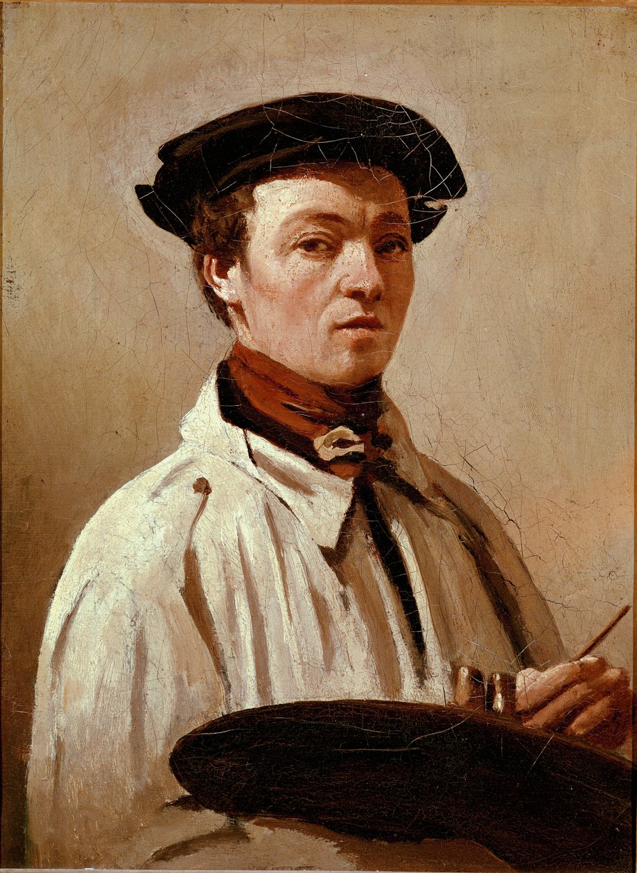 Autoportret. Obraz Jeana Baptiste Camille Corot (1796-1875). Olej na płótnie. Wymiary: 34x25cm. Florencja, Galeria Uffizi autorstwa Jean Baptiste Camille Corot