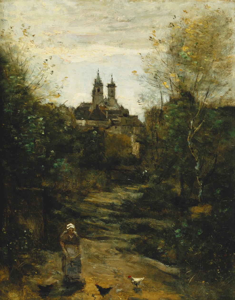 Semur, Droga do Kościoła; Semur, Droga do Kościoła, ok. 1855-1860 i 1872-1873 autorstwa Jean Baptiste Camille Corot