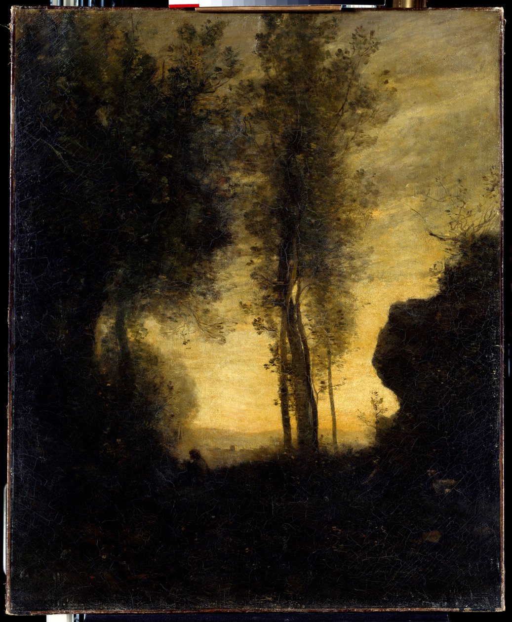 Siedząca koza grająca na flecie na polanie. Obraz Camille Corot (1796-1875) autorstwa Jean Baptiste Camille Corot