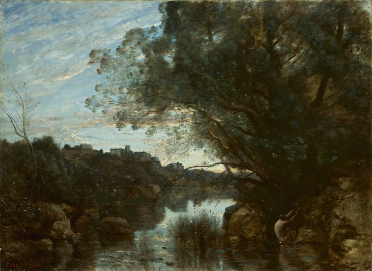 Pamiątka okolic jeziora Nemi autorstwa Jean Baptiste Camille Corot