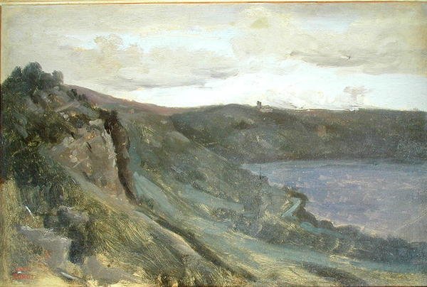 Brzegi Tybru, otoczone wzgórzami, ok. 1825-27 (olej na płótnie) autorstwa Jean Baptiste Camille Corot