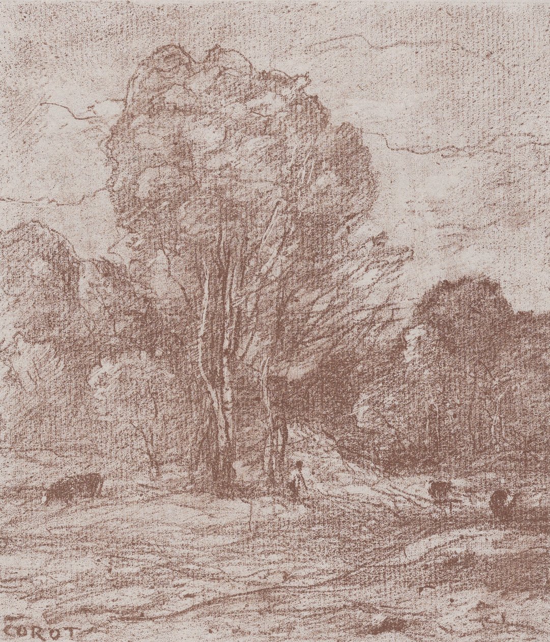 Miejsce spoczynku krów Miejsce spoczynku krów, 1871. autorstwa Jean Baptiste Camille Corot