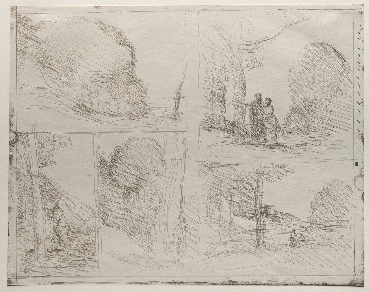 Ogród Peryklesa, Zaułek malarzy, Bazgroły, Wielki drwal, wydrukowany w 1921 r. autorstwa Jean Baptiste Camille Corot