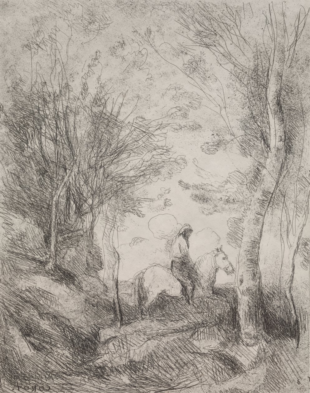 Wielki Kawaler w Lesie autorstwa Jean Baptiste Camille Corot