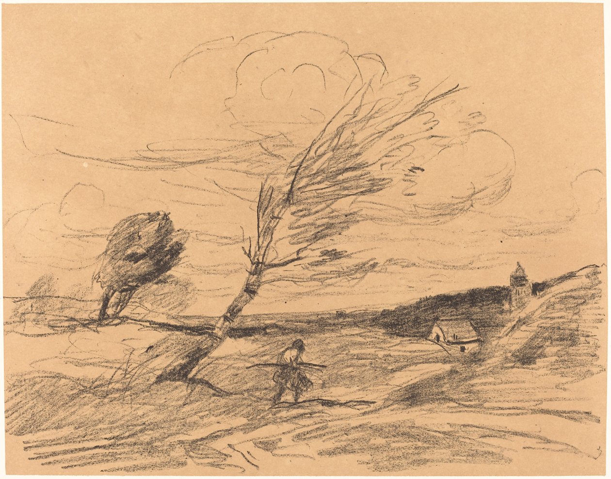 Podmuch wiatru (Le Coup de vent) autorstwa Jean Baptiste Camille Corot