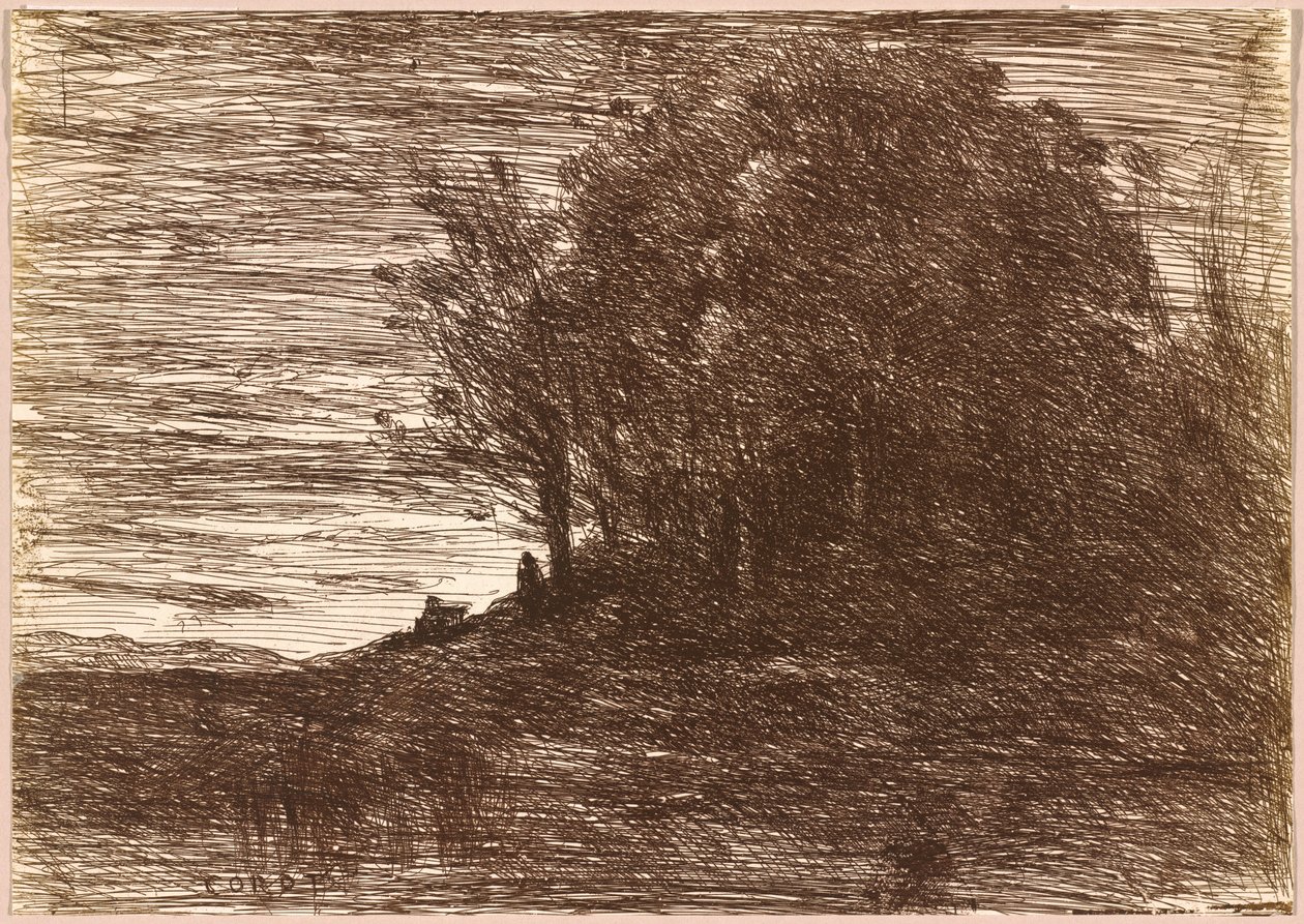 Lasy Pustelnika, czyli brzegi jeziora Trasimene autorstwa Jean Baptiste Camille Corot