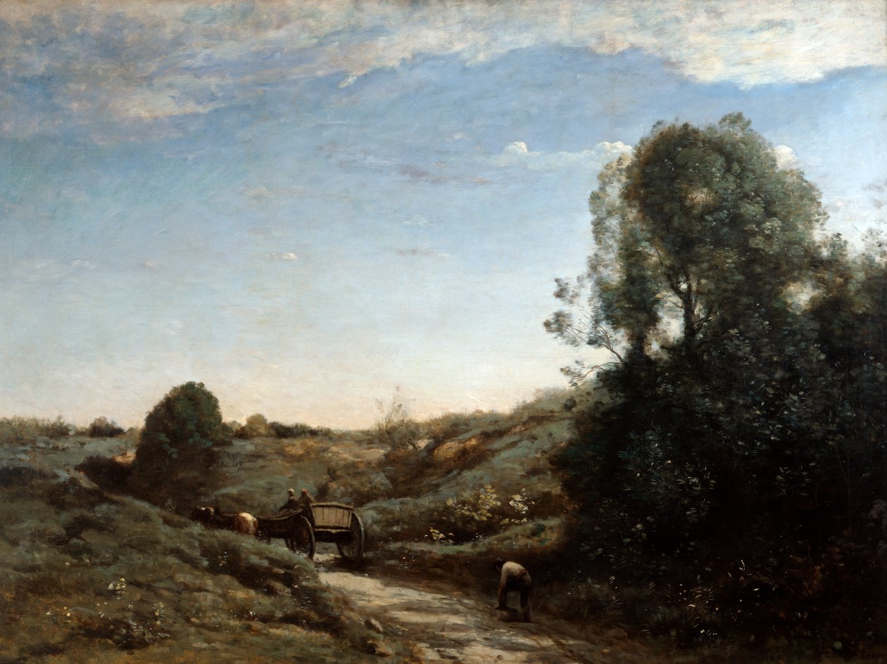 Wóz konny, wspomnienie Marcoussisa koło Montlhery, 1855 r autorstwa Jean Baptiste Camille Corot