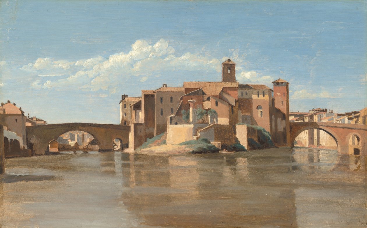 Wyspa i most San Bartolomeo, Rzym autorstwa Jean Baptiste Camille Corot