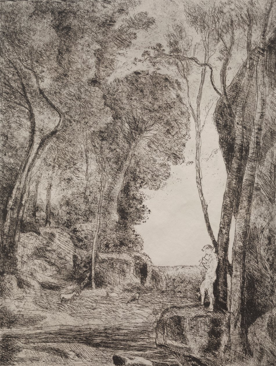 Pasterz, oryginalny nadruk 1855, wydrukowany w 1921 r. autorstwa Jean Baptiste Camille Corot