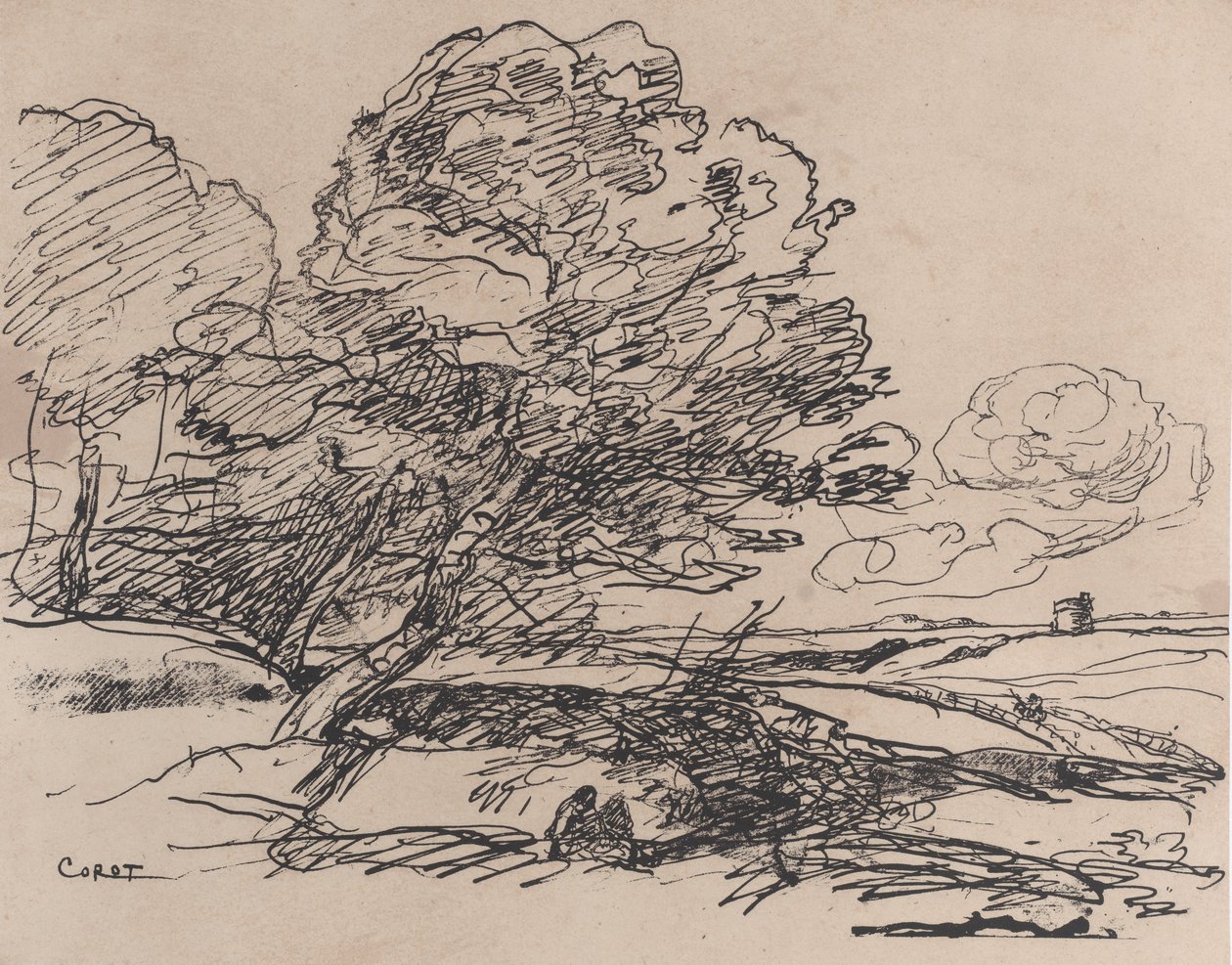 Samotna Wieża, 1871. autorstwa Jean Baptiste Camille Corot