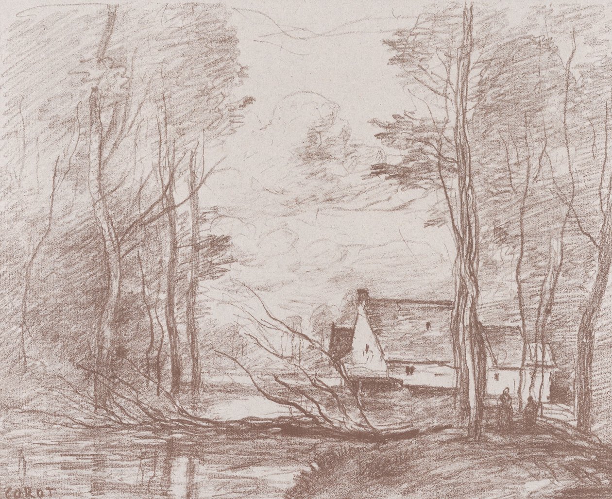 Młyn w Cuincy, niedaleko Douai, 1871-72. autorstwa Jean Baptiste Camille Corot