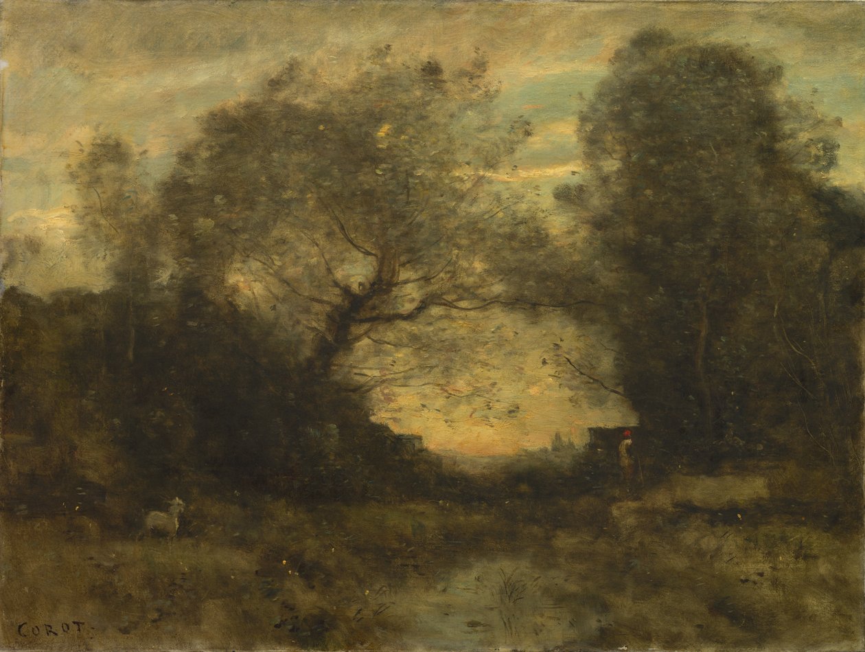 Staw przy wejściu do lasu autorstwa Jean Baptiste Camille Corot