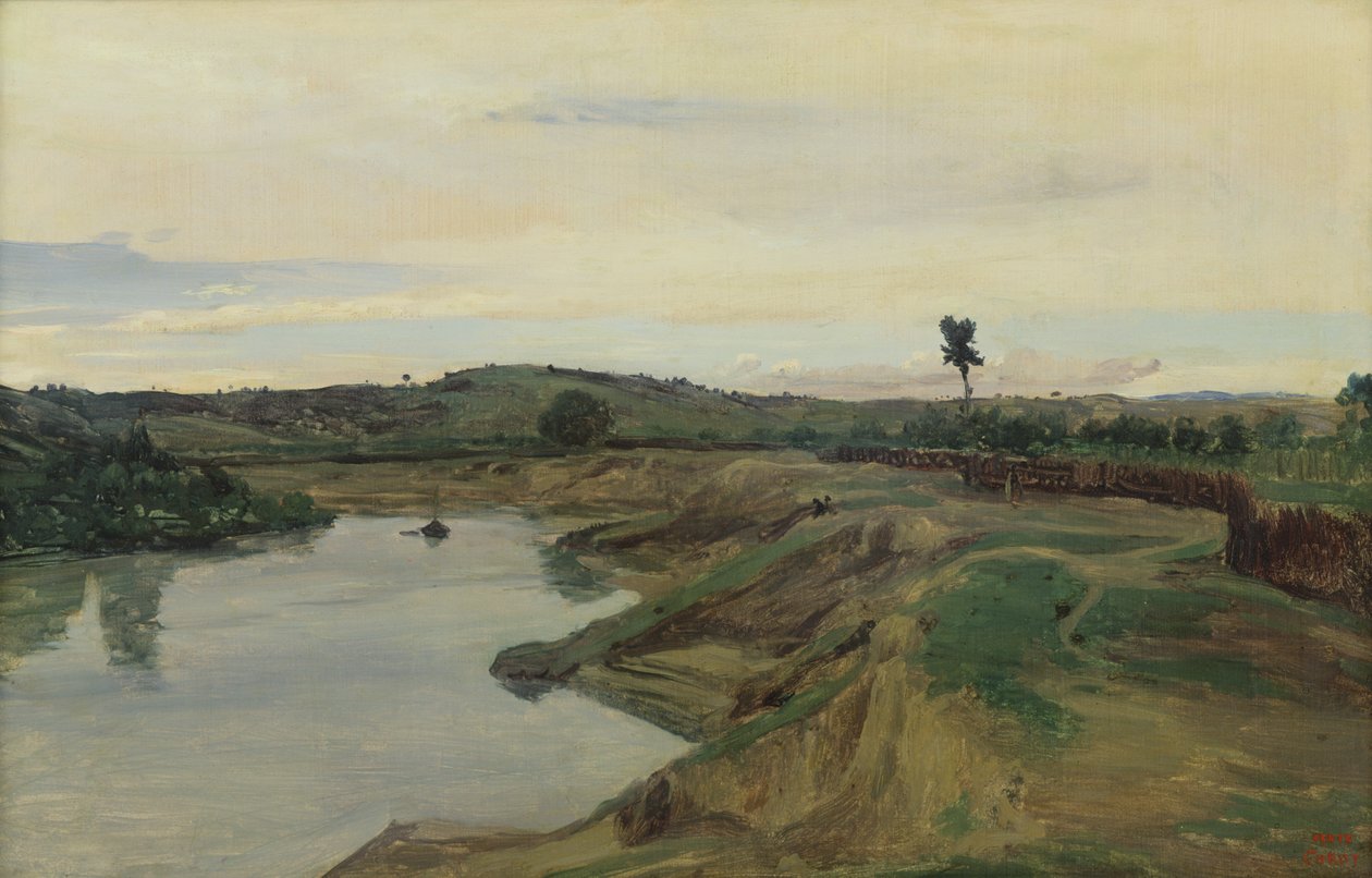 Promenade du Poussin lub Roman Campagna, ok. 1826-28 autorstwa Jean Baptiste Camille Corot