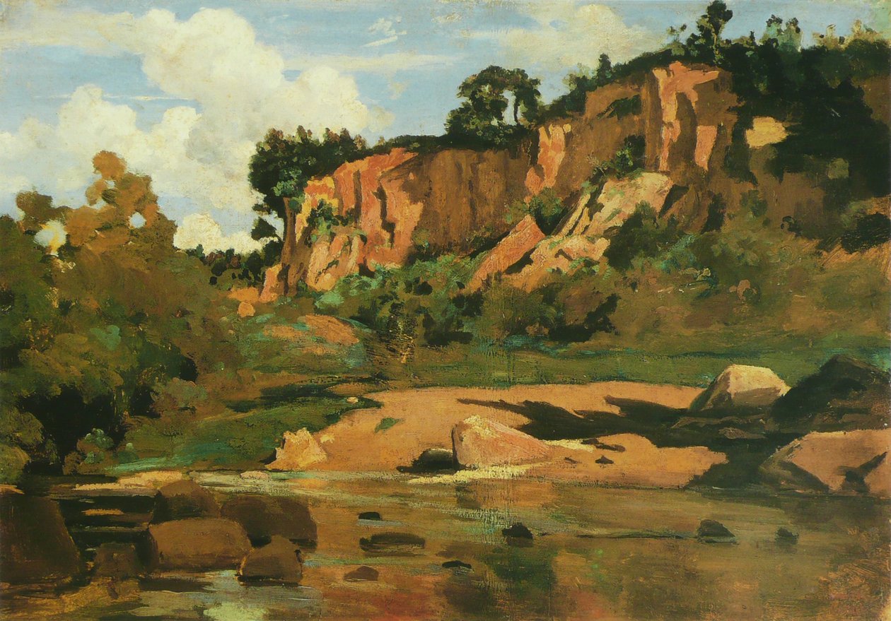 Czerwone skały w Civita Castellana, c.1827 autorstwa Jean Baptiste Camille Corot