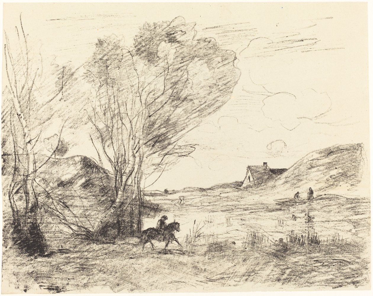 Jeździec w trzcinach autorstwa Jean Baptiste Camille Corot