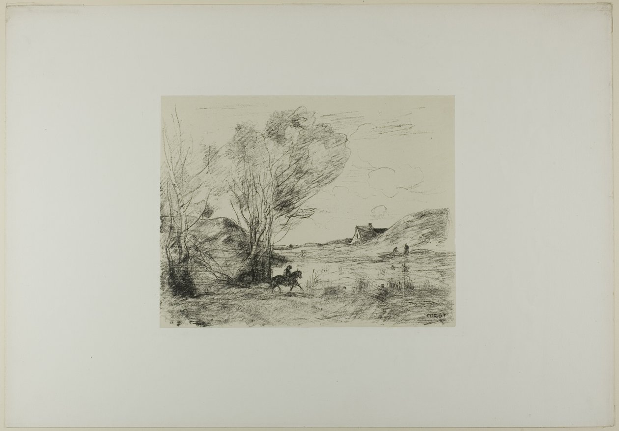 Jeździec w trzcinach autorstwa Jean Baptiste Camille Corot