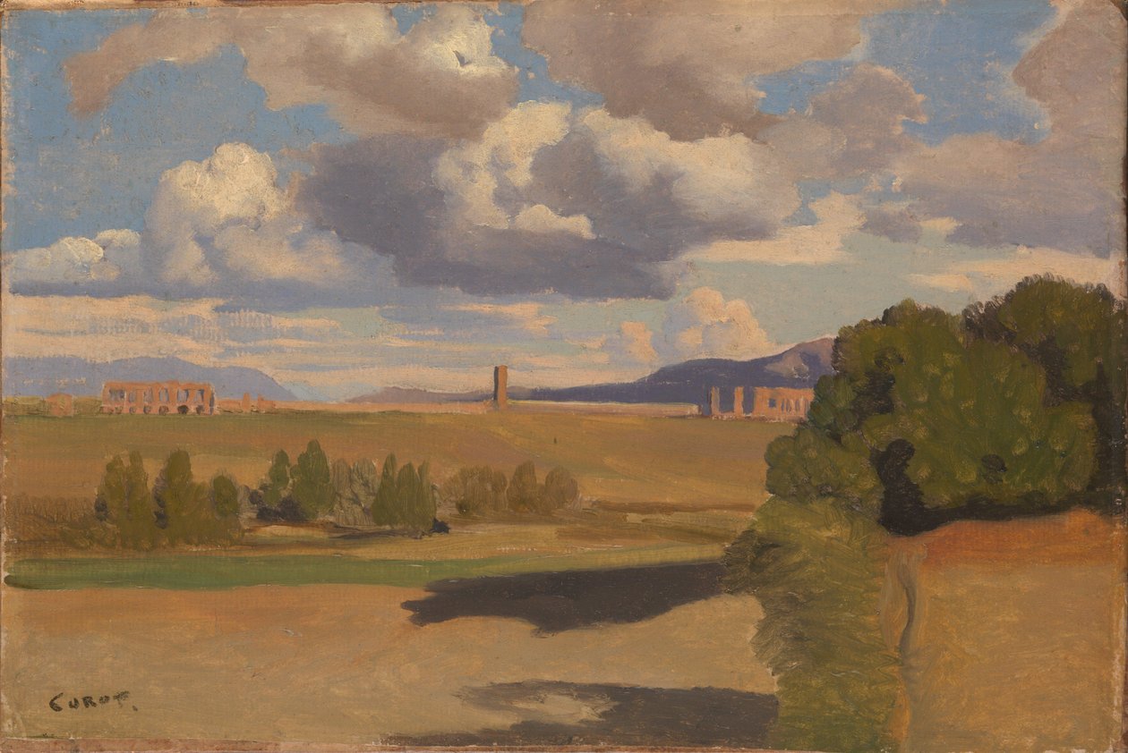 Rzymska Kampania z Akweduktem Klaudiusza autorstwa Jean Baptiste Camille Corot
