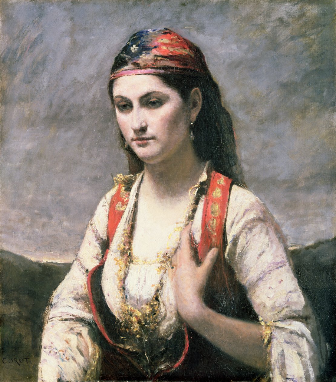 Młoda kobieta z Albano, 1872 autorstwa Jean Baptiste Camille Corot