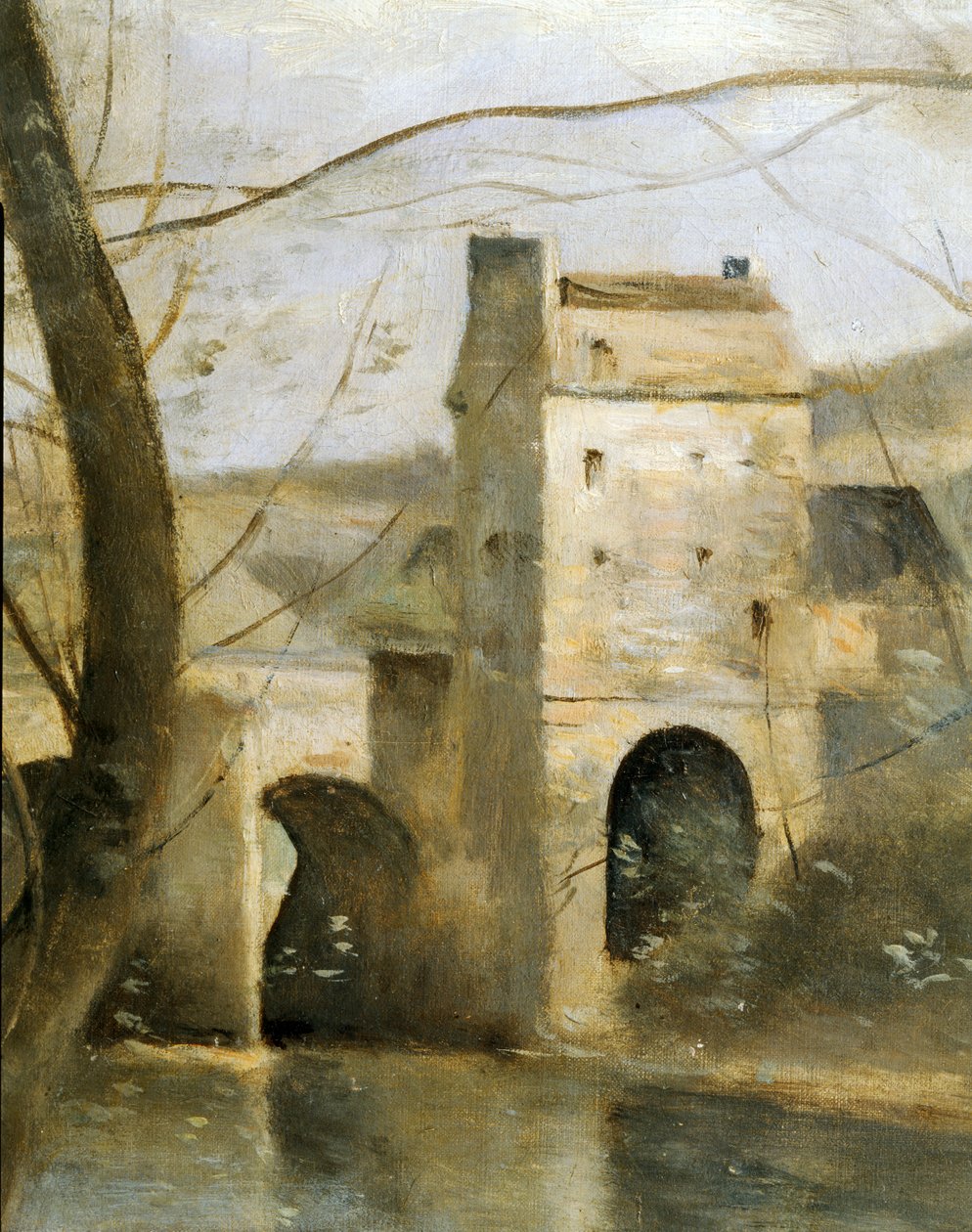 Most w Mantes, Francja ... autorstwa Jean Baptiste Camille Corot