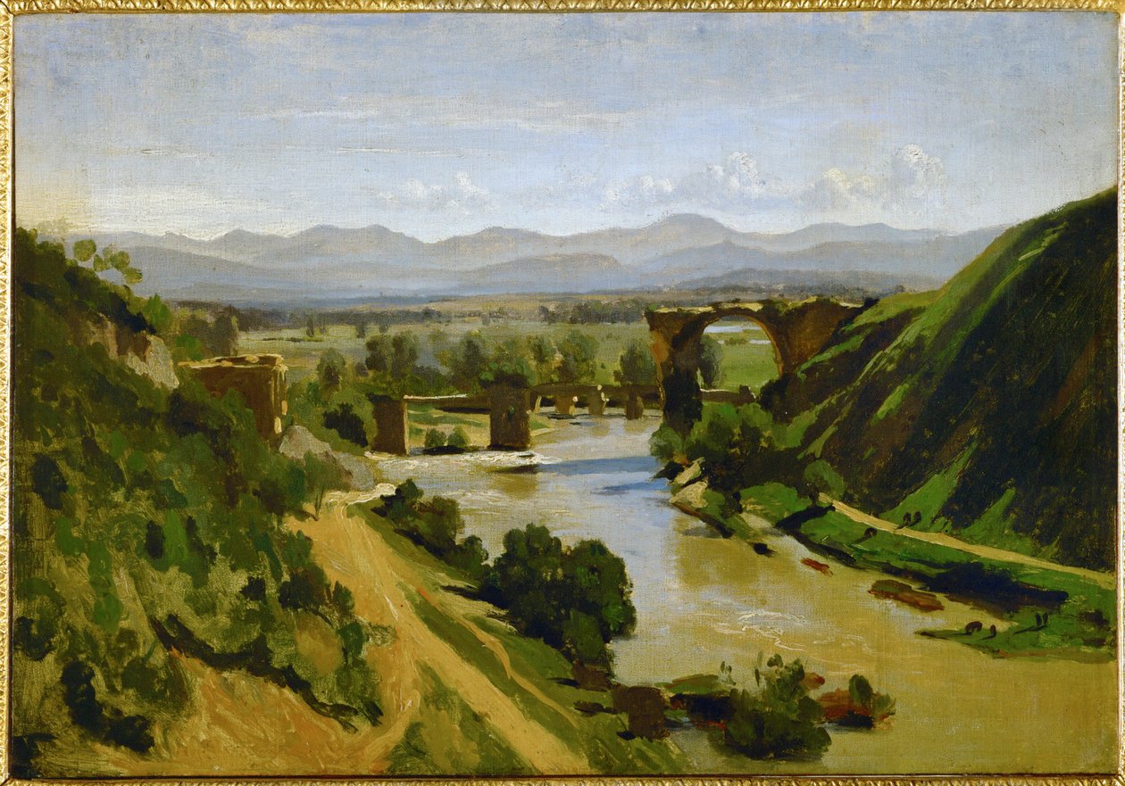 Most w Narni, Włochy ... autorstwa Jean Baptiste Camille Corot