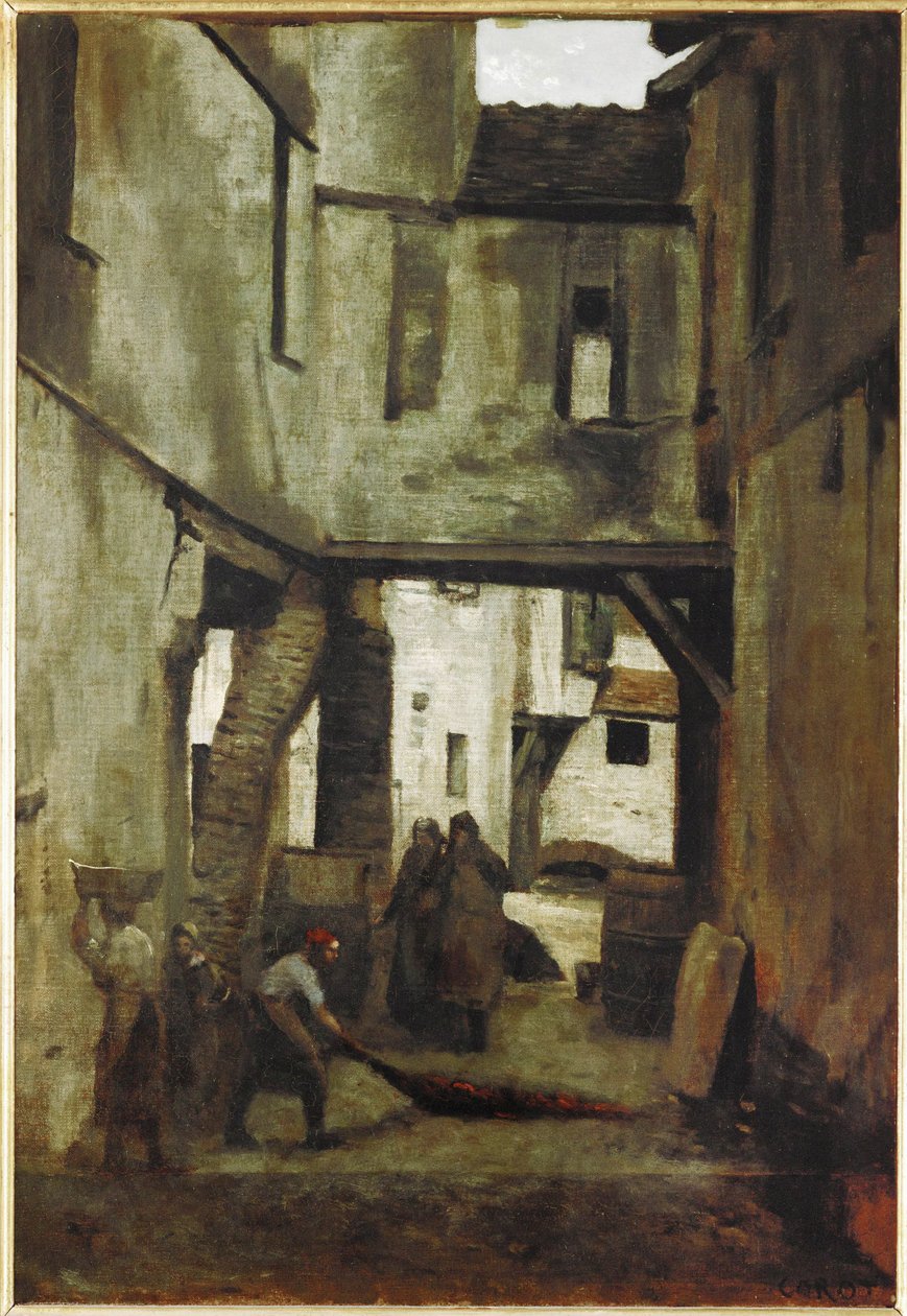 Garbarnie w Mantes, Francja ... autorstwa Jean Baptiste Camille Corot
