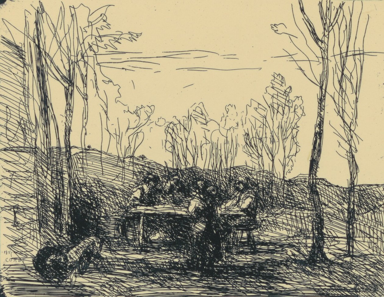 Un Déjeuner Dans La Clairière autorstwa Jean Baptiste Camille Corot