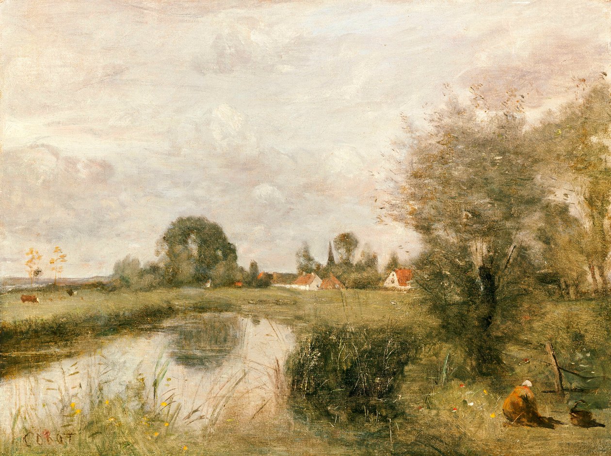 Widok Arleux z bagien Palluel, 1873 autorstwa Jean Baptiste Camille Corot