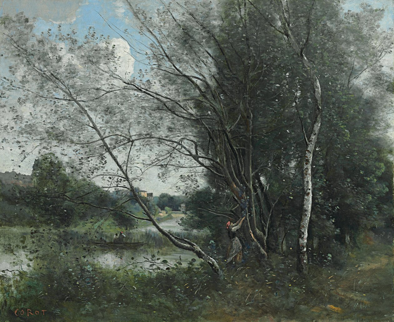 Ville-d"Avray, staw z pochylonym drzewem; Ville-d"Avray, l"etang a l"arbre penche, 1865-1870 autorstwa Jean Baptiste Camille Corot