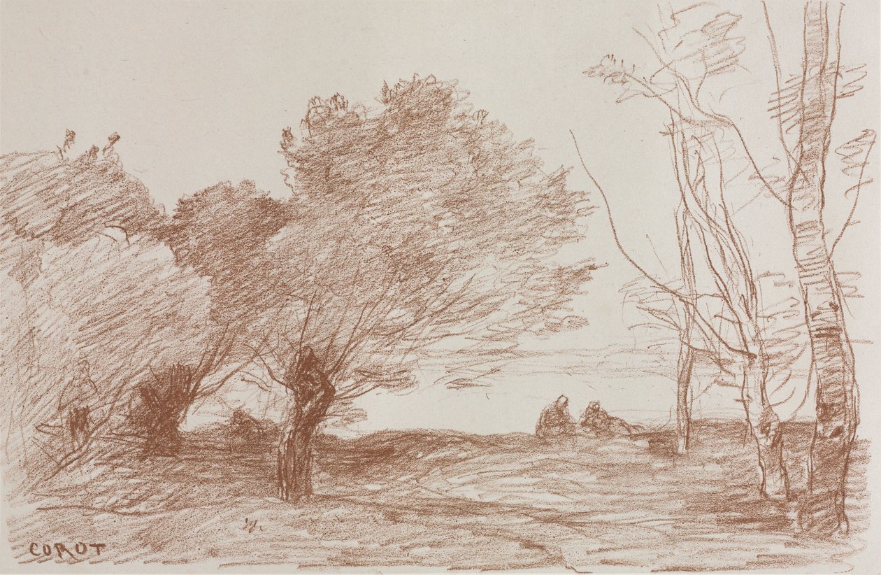 Wierzby i topole, 1871. autorstwa Jean Baptiste Camille Corot