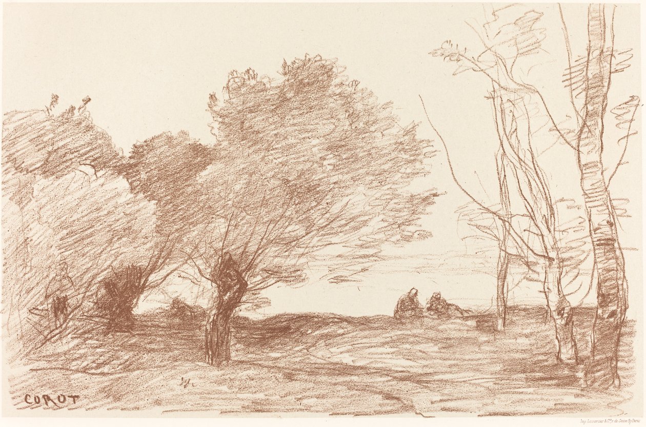 Wierzby i topole białe (Saules et peupliers blancs) autorstwa Jean Baptiste Camille Corot
