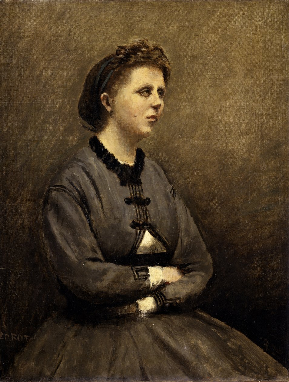 Kobieta w szarości autorstwa Jean Baptiste Camille Corot