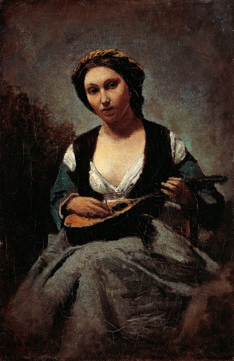 Kobieta z mandoliną — Jean-Baptiste-Camille Corot (1796-1875). autorstwa Jean Baptiste Camille Corot