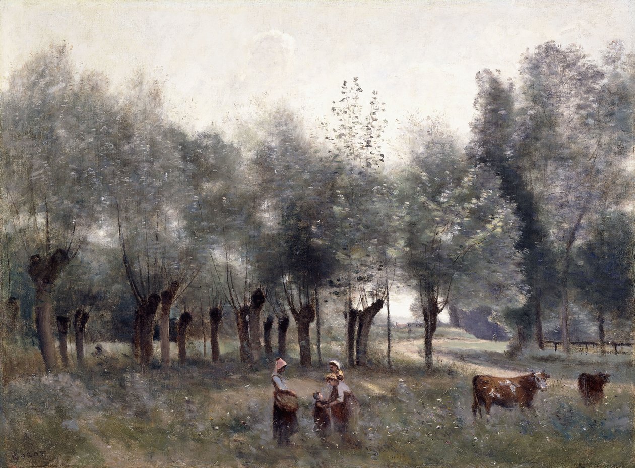 Kobiety na polu wierzb, 1860-65 autorstwa Jean Baptiste Camille Corot