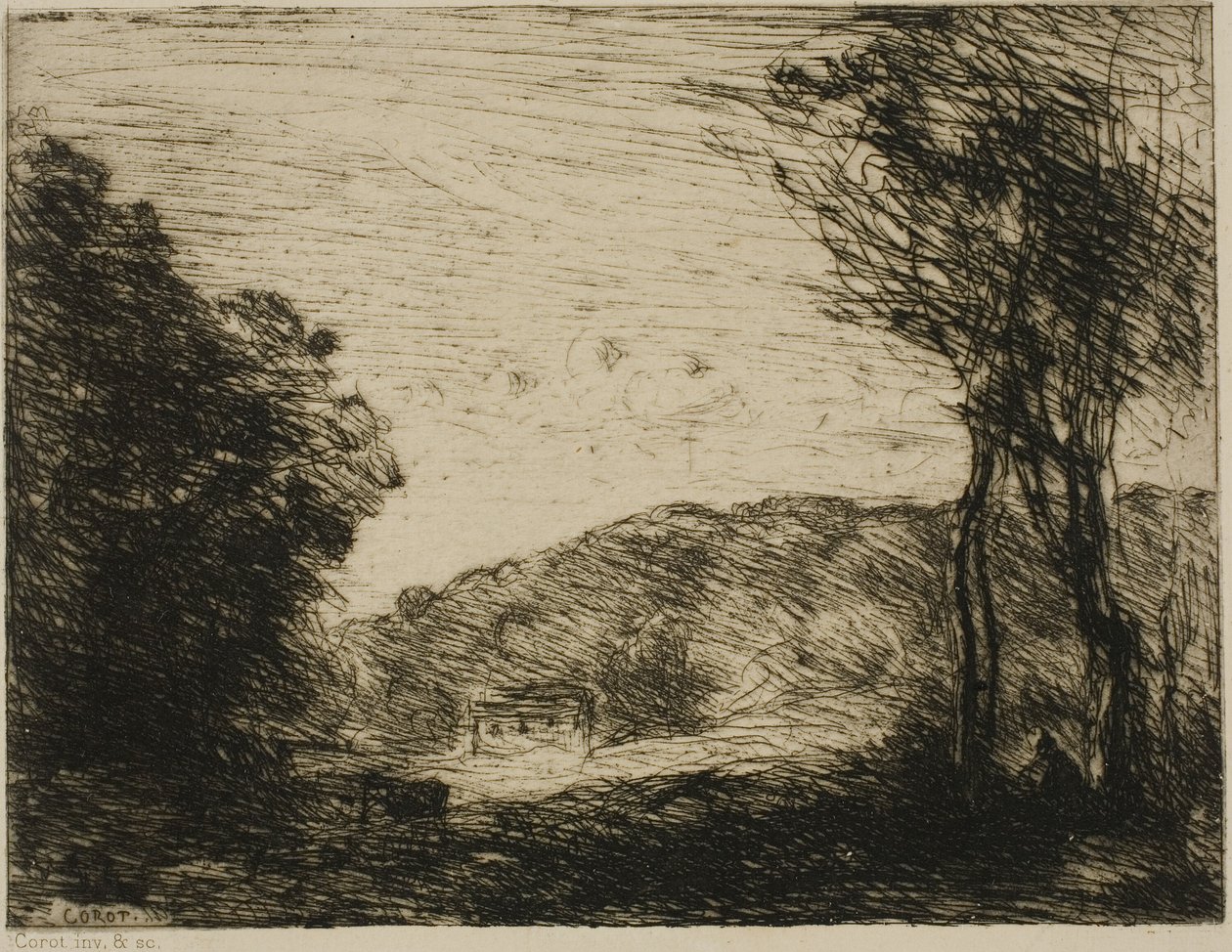 Zalesiona wieś autorstwa Jean Baptiste Camille Corot