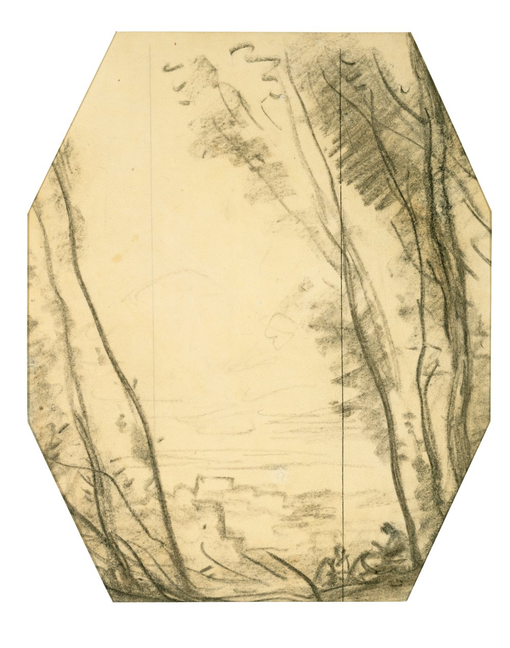 Scena leśna (węgiel na papierze plecionym, wyłożony papierem morwowym) autorstwa Jean Baptiste Camille Corot