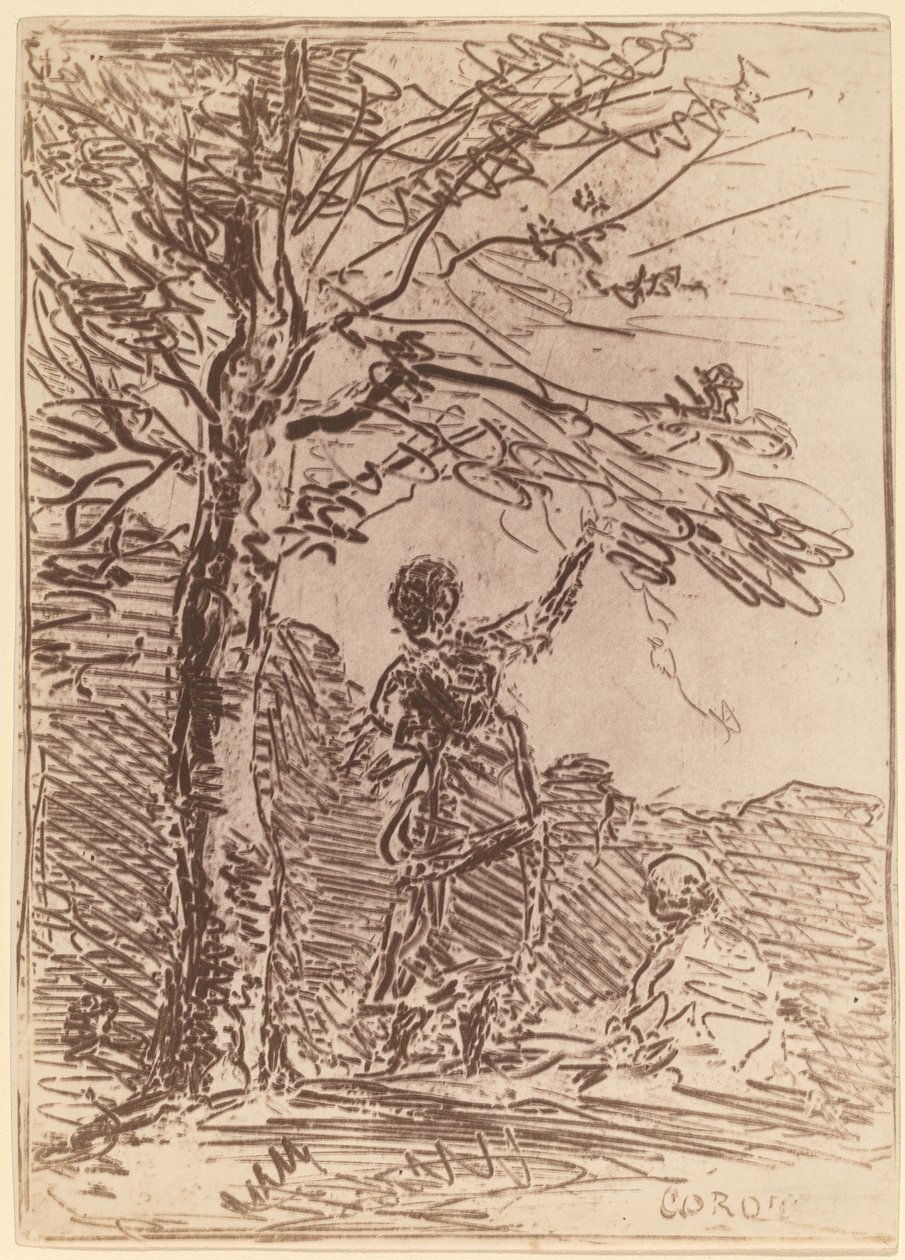 Młoda kobieta i śmierć La Jeune Fille et la Mort, 1854. autorstwa Jean Baptiste Camille Corot