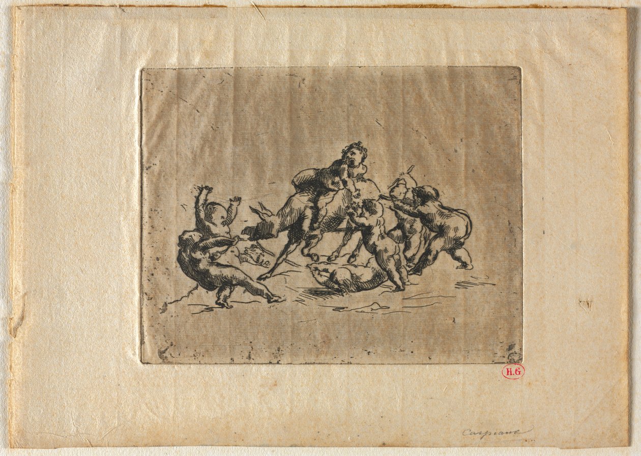 Bachanalia z dziećmi i osłem. autorstwa Jean Baptiste Carpeaux