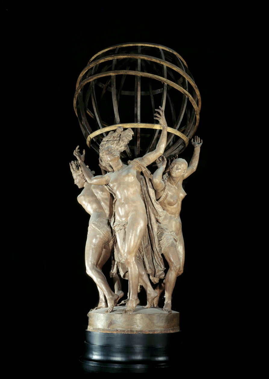 Cztery części świata wspierające rzeźbę ziemską Jeana Baptiste (Jean-Baptiste) Carpeaux (1827-1875) XIX-wieczny Paryż, Musee d