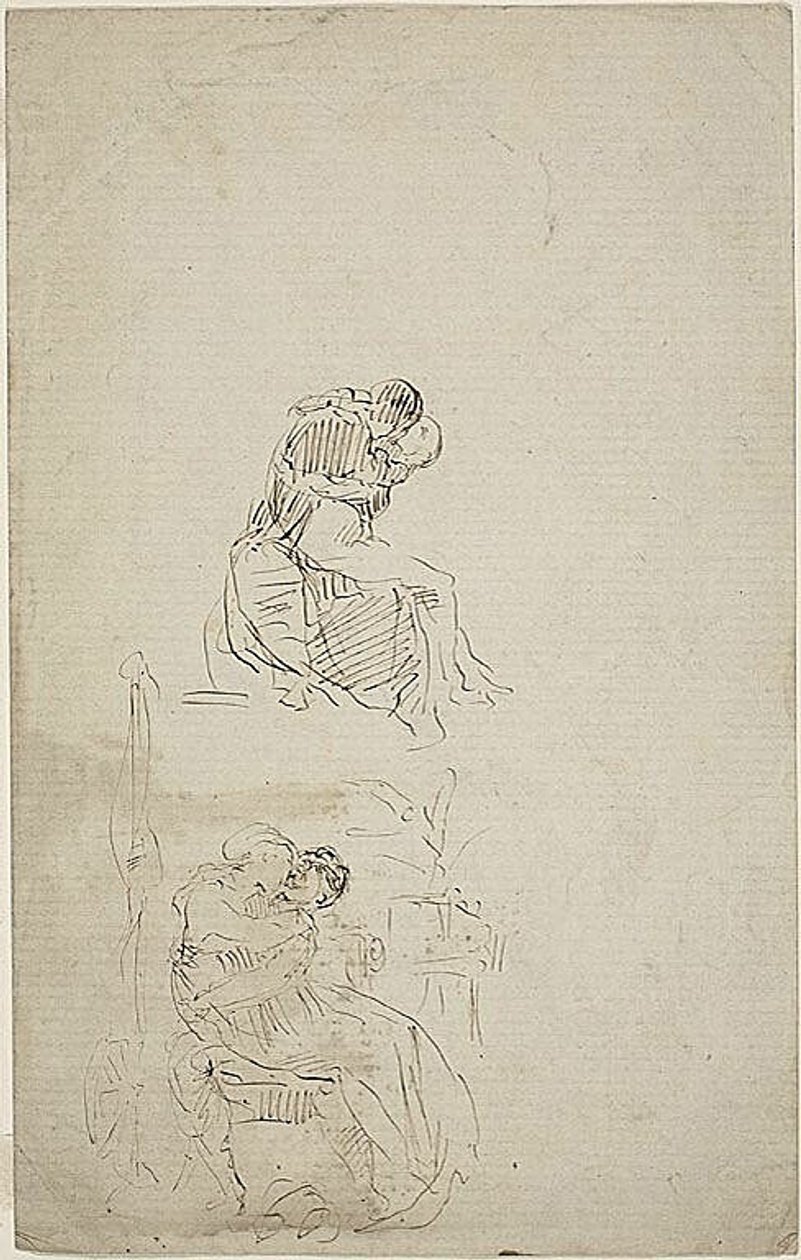 Dwie siedzące pary obejmujące się autorstwa Jean Baptiste Carpeaux