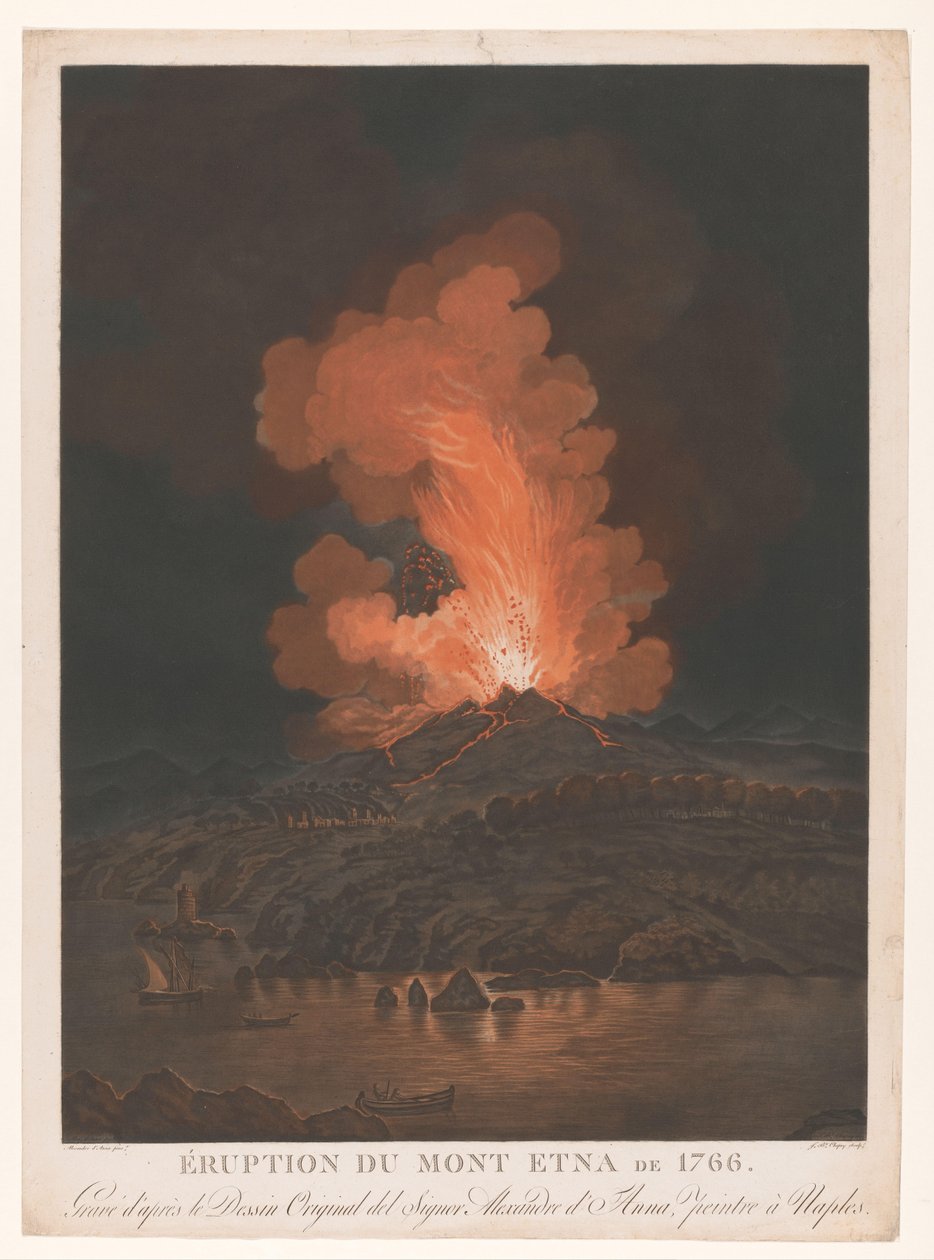 Uitbarsting van de Etna Erupcja Etny z 1766 r. (tytuł na obiekcie) autorstwa Jean Baptiste Chapuy