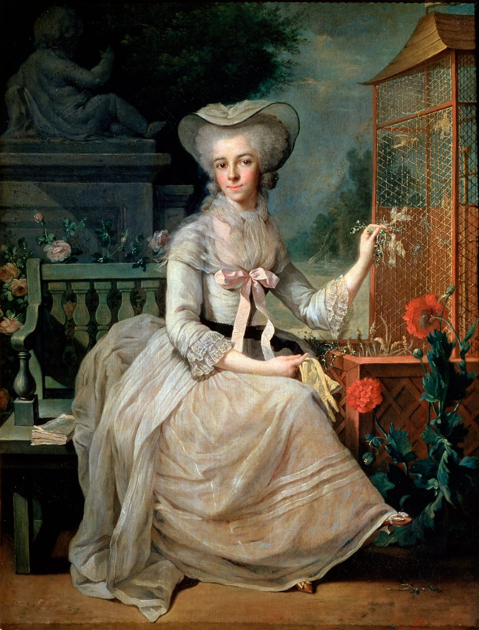 Młoda dama w klatce, 1784 autorstwa Jean Baptiste Charpentier the Elder
