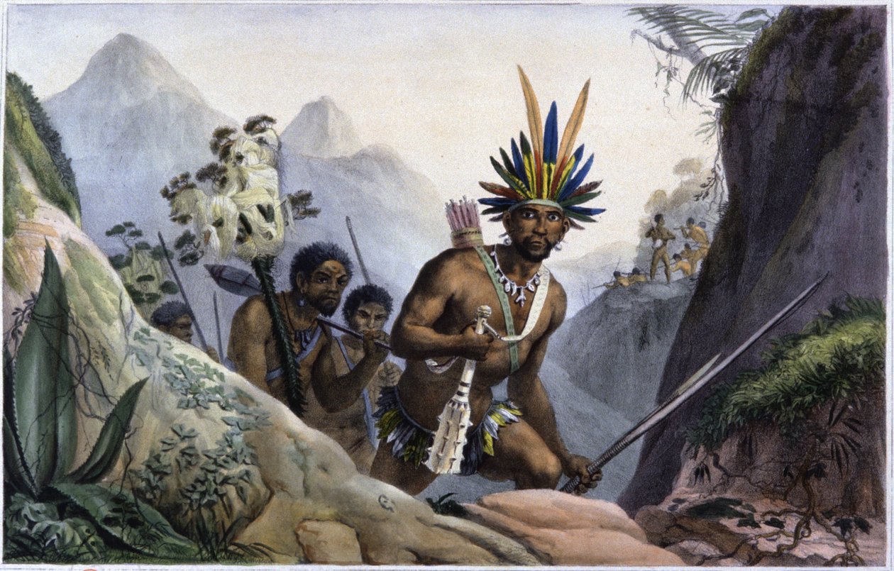 Brazylia: plemię Indian górskich autorstwa Jean Baptiste Debret