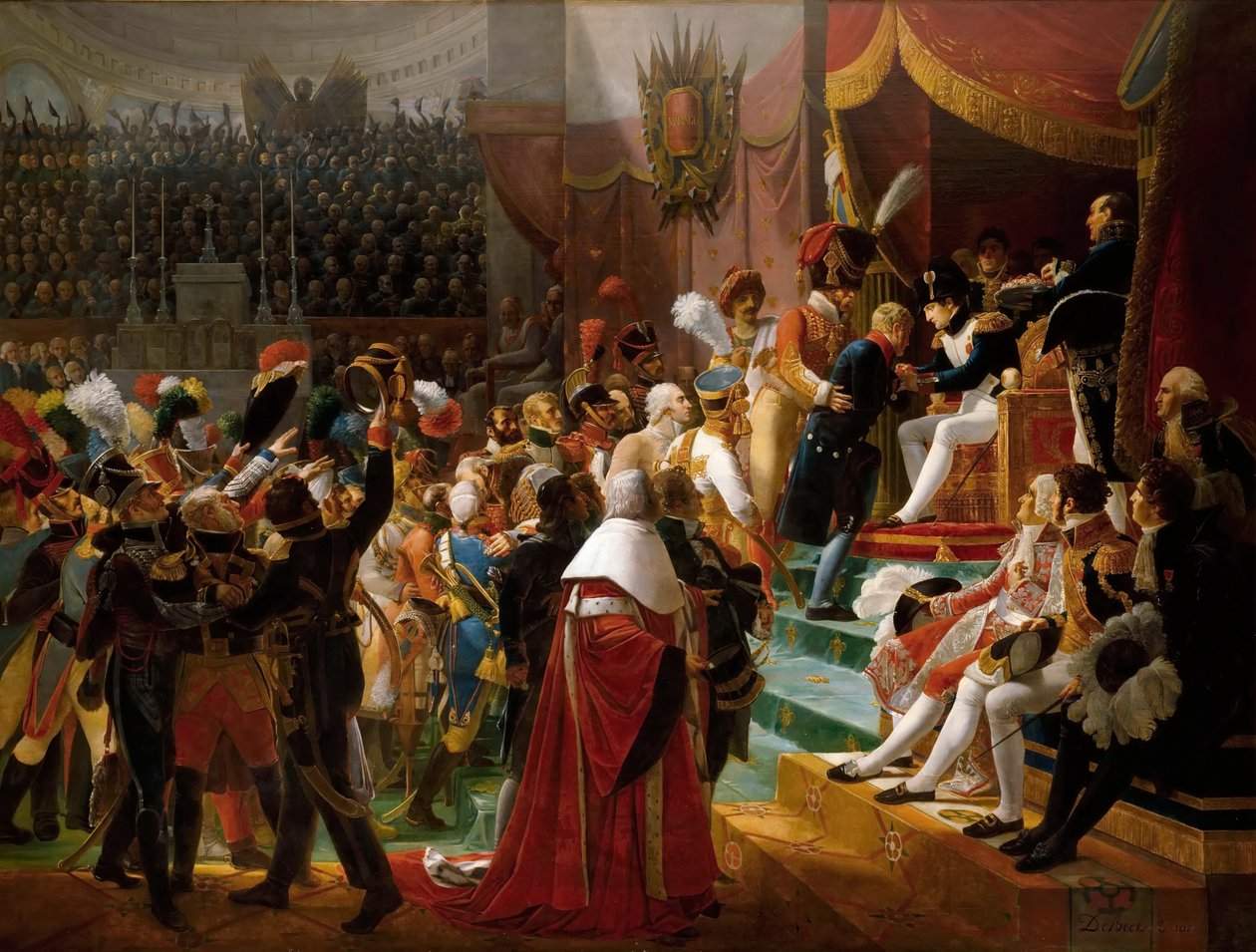 Pierwszy przekaz Legii Honorowej, 15 lipca 1804 w Saint-Louis des Invalides autorstwa Jean Baptiste Debret