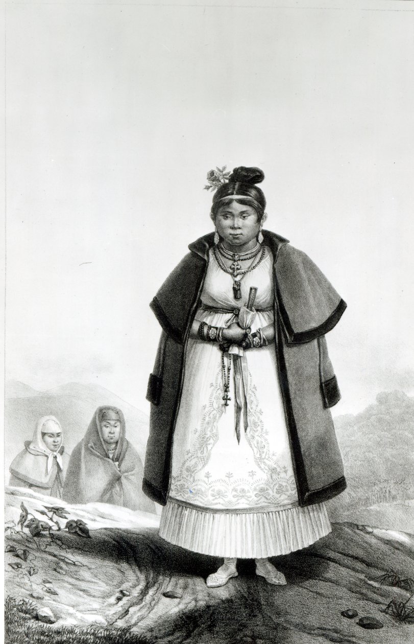 Kobiety z Gouaranis idące na niedzielną mszę, z "Voyage Pittoresque et Historique au Bresil", autorstwa Jean Baptiste Debret