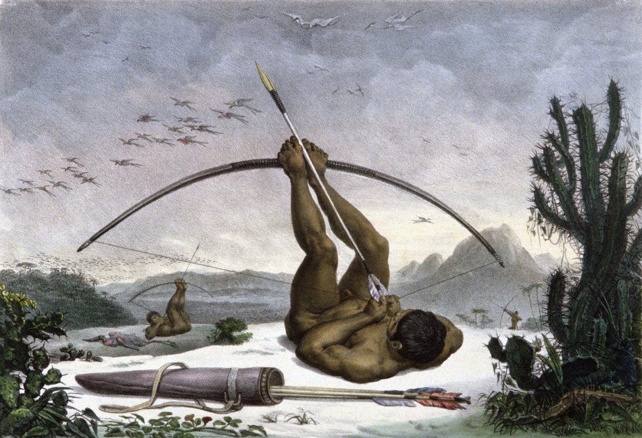 Indianie ciągnący łuk autorstwa Jean Baptiste Debret