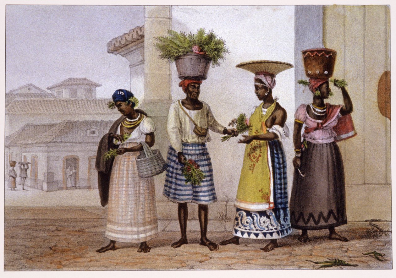 Sprzedawcy trawy. 1839 (litografia) autorstwa Jean Baptiste Debret