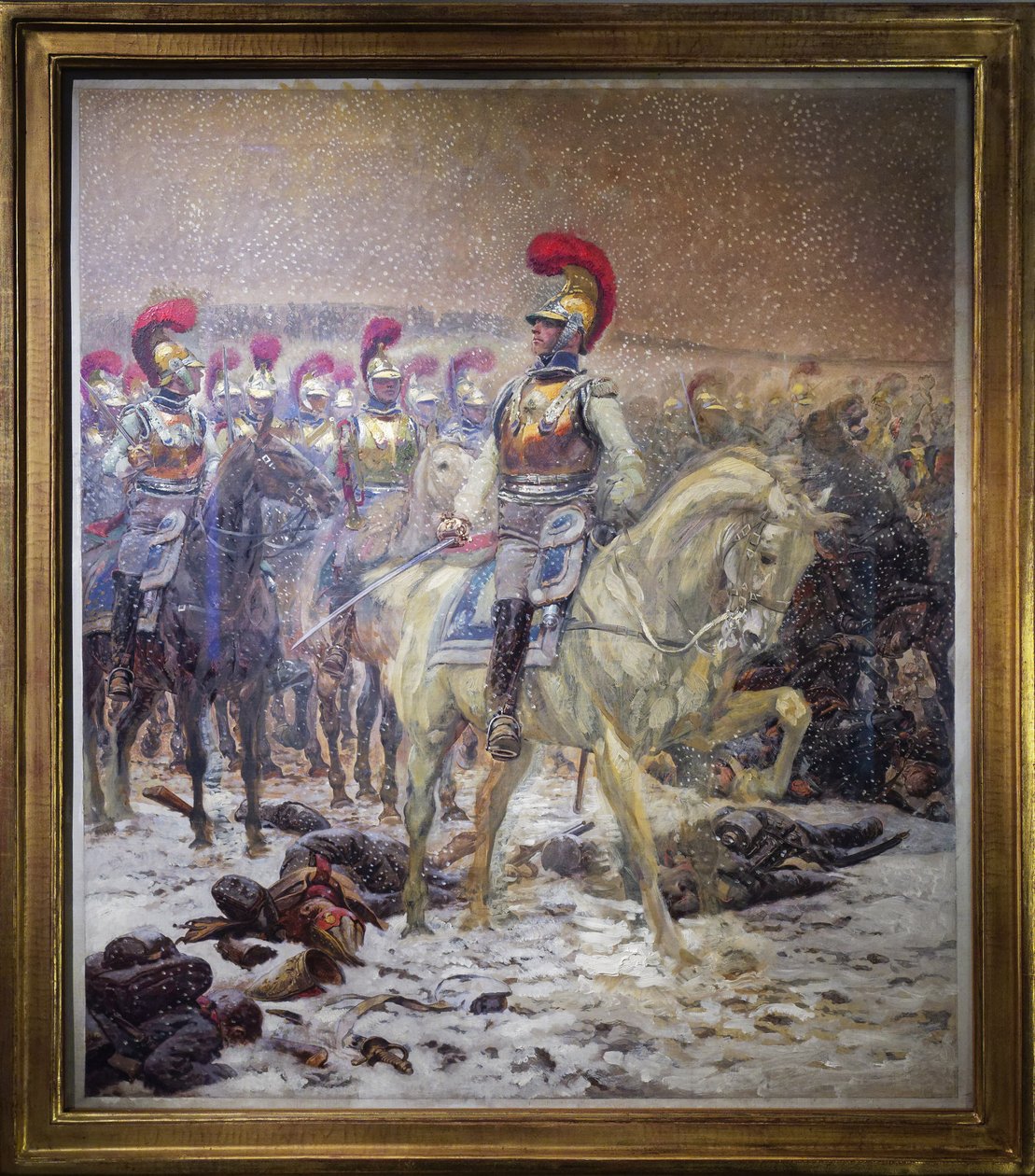 Przed szarżą Carabineros wzięli udział w bitwie pod Winkowem (lub Taroutino, Rosja) autorstwa Jean Baptiste Edouard Detaille