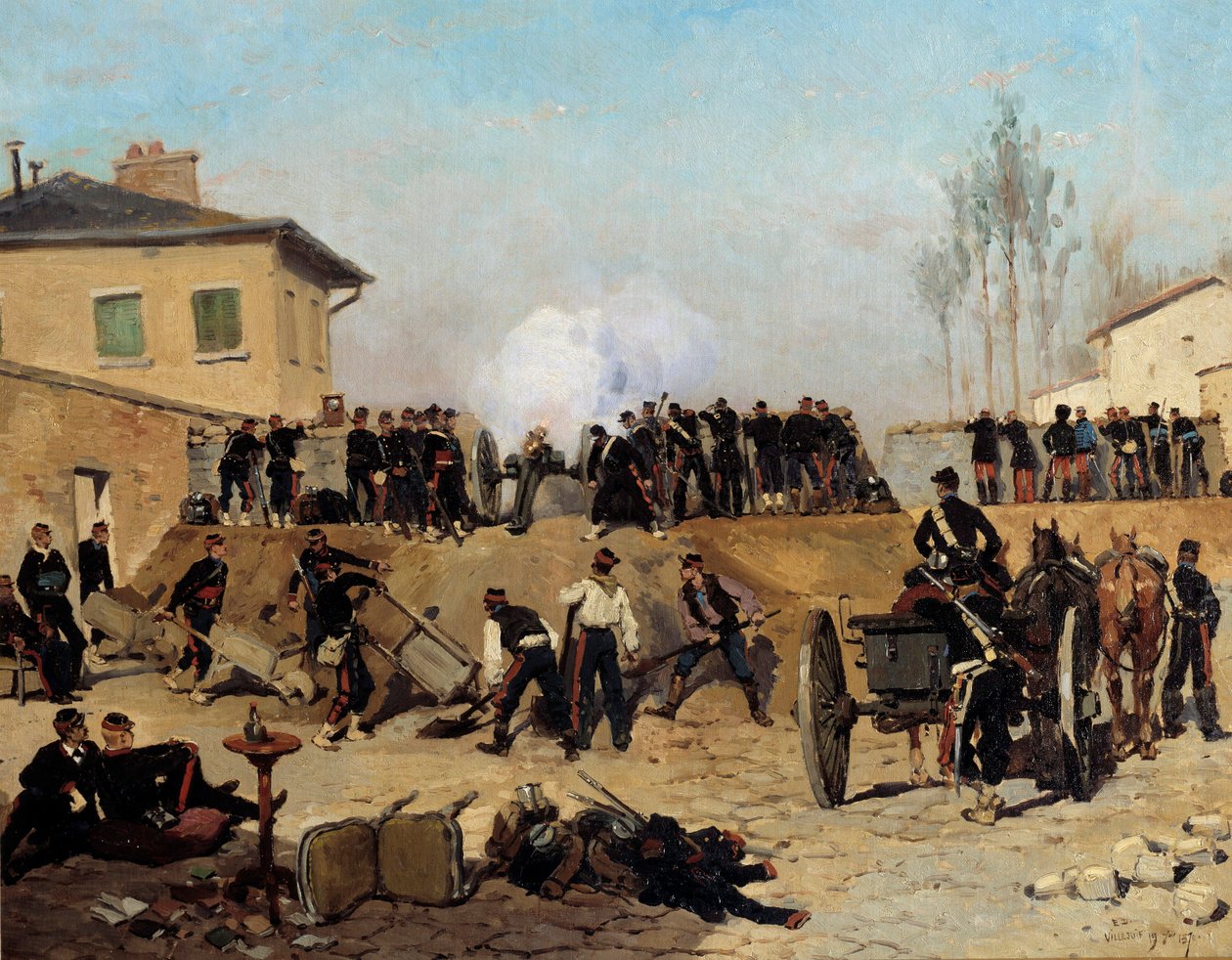 Oblężenie Paryża: „” walka w Villejuif 19.09.1870”” Obraz Edouarda Detaille (1848-1912) 1870 Nd. 0,55x0,67 m Paryż, musee d