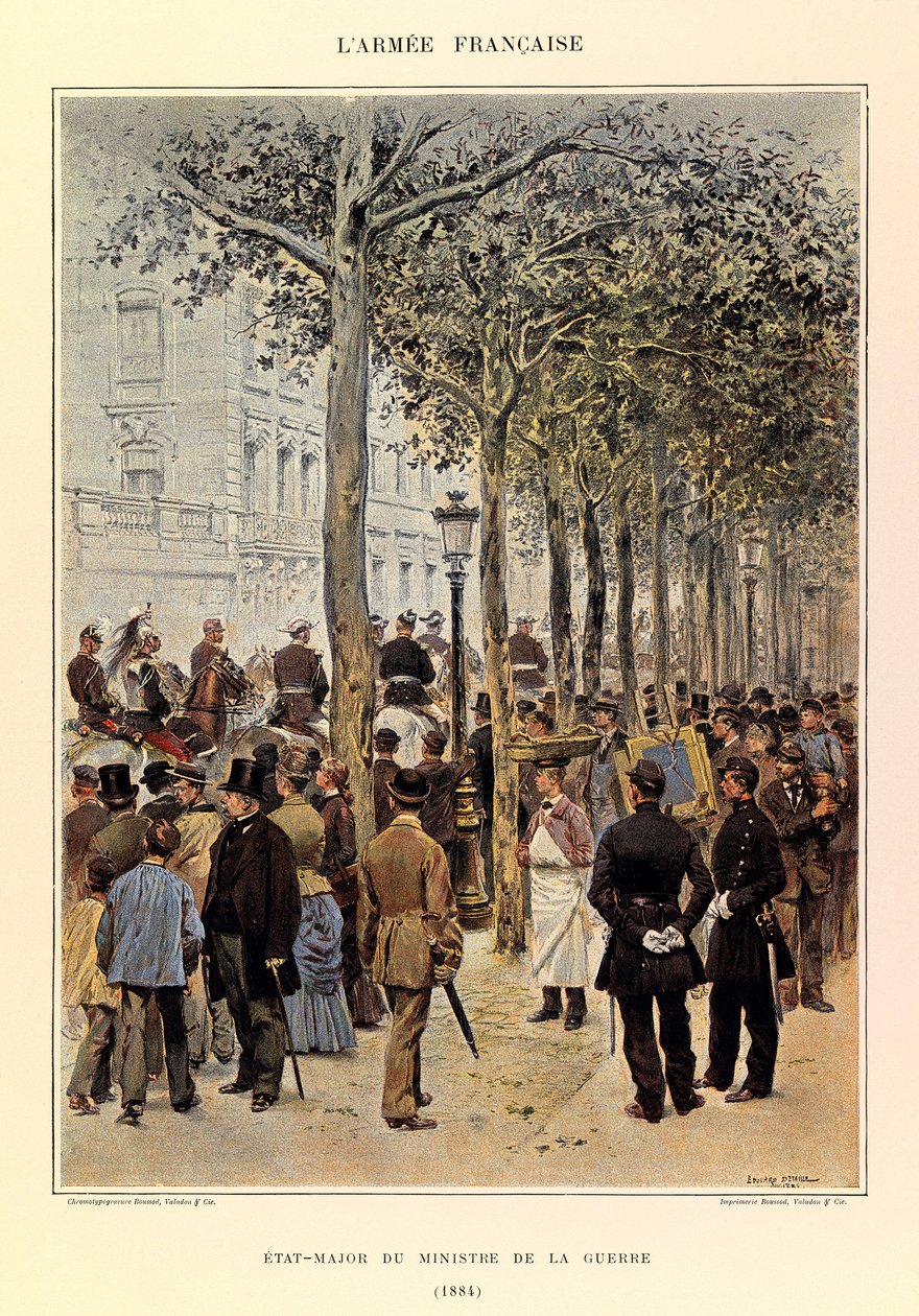 Typy i mundury francuskiego Armee kapitana Julesa Richarda, zilustrowane przez Edouarda Detaille (1848-1912): Sztab Ministra Wojny w 1884 r., zbiory prywatne autorstwa Jean Baptiste Edouard Detaille